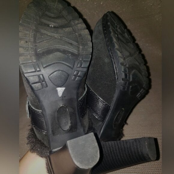 Size 10 BOC Born Womens Shoes Black Leather Mule Clog Slide Slip On Heeled boot - Picture 6 of 6